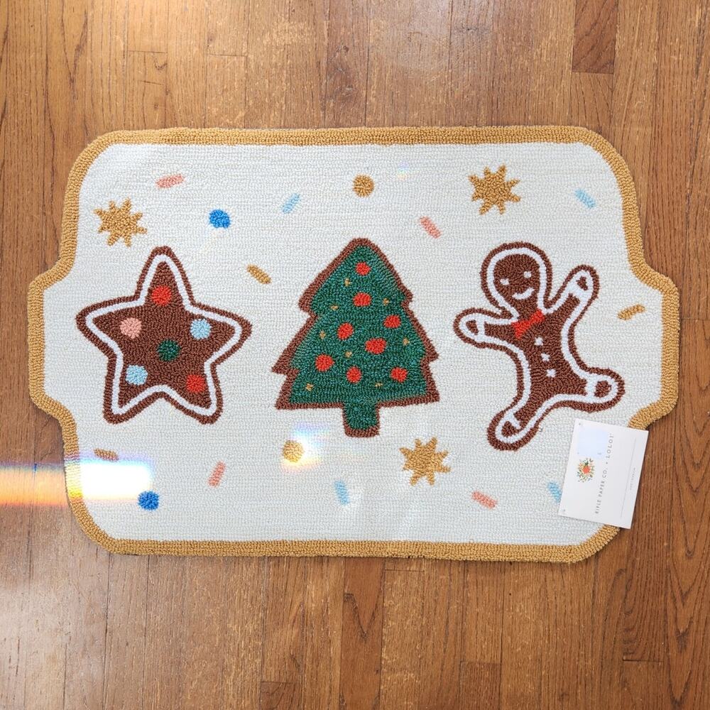 NWT Rifle Paper Co. × Loloi Holiday Gingerbread Hooked Accent Rug 2'x3'